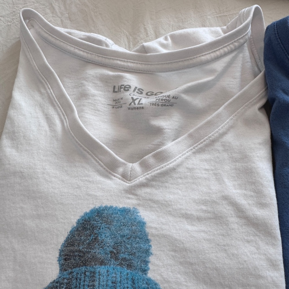 Bundled lot of 2 LIFE IS GOOD V Neck Graphic T Shirts / Women's XL - Picture 6 of 8